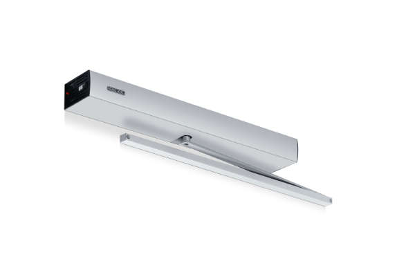 Electromechanical swing door drive for single leaf fire and smoke protection doors